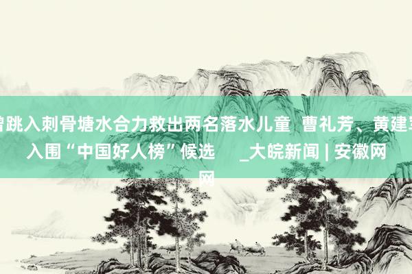 曾跳入刺骨塘水合力救出两名落水儿童  曹礼芳、黄建军入围“中国好人榜”候选     _大皖新闻 | 安徽网