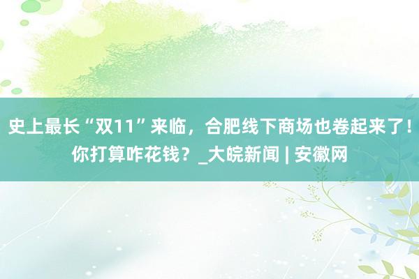 史上最长“双11”来临，合肥线下商场也卷起来了！你打算咋花钱？_大皖新闻 | 安徽网