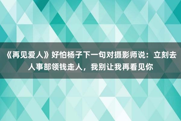 《再见爱人》好怕杨子下一句对摄影师说：立刻去人事部领钱走人，我别让我再看见你