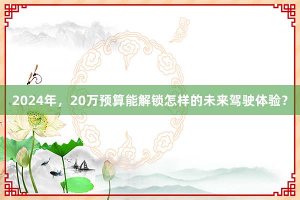 2024年，20万预算能解锁怎样的未来驾驶体验？