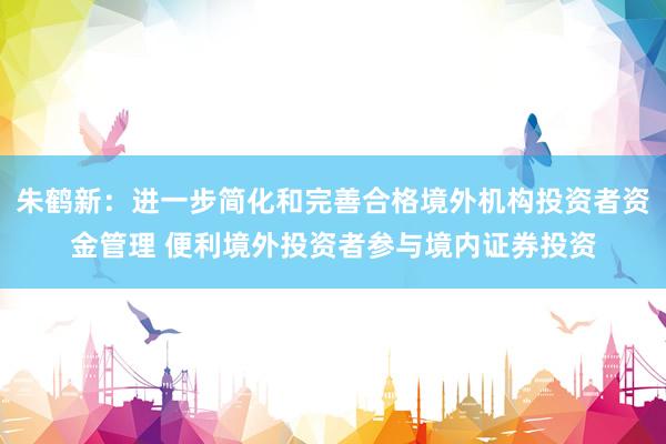 朱鹤新：进一步简化和完善合格境外机构投资者资金管理 便利境外投资者参与境内证券投资