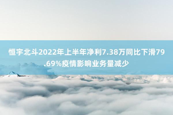 恒宇北斗2022年上半年净利7.38万同比下滑79.69%疫情影响业务量减少