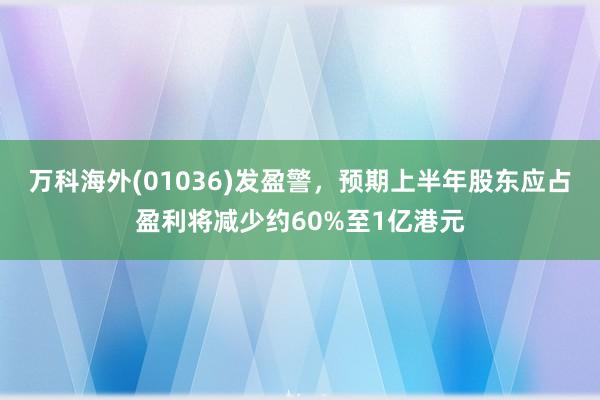 万科海外(01036)发盈警，预期上半年股东应占盈利将减少约60%至1亿港元