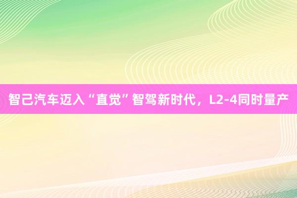 智己汽车迈入“直觉”智驾新时代，L2-4同时量产