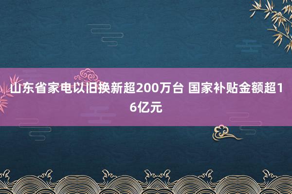 山东省家电以旧换新超200万台 国家补贴金额超16亿元