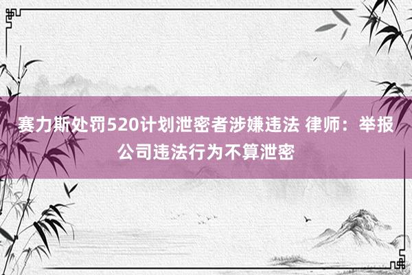 赛力斯处罚520计划泄密者涉嫌违法 律师：举报公司违法行为不算泄密