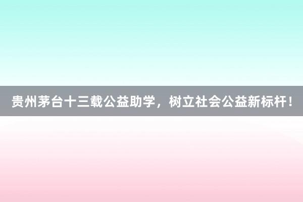 贵州茅台十三载公益助学，树立社会公益新标杆！