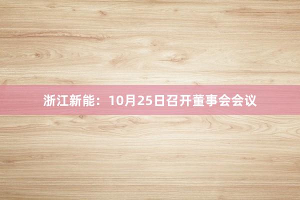 浙江新能：10月25日召开董事会会议