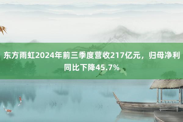 东方雨虹2024年前三季度营收217亿元，归母净利同比下降45.7%