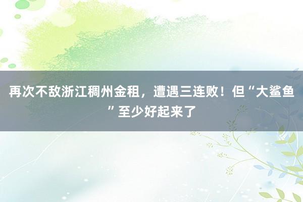 再次不敌浙江稠州金租，遭遇三连败！但“大鲨鱼”至少好起来了