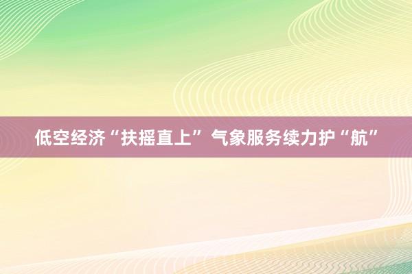 低空经济“扶摇直上” 气象服务续力护“航”