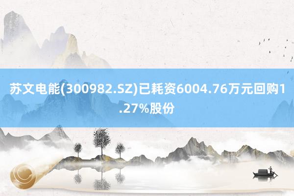 苏文电能(300982.SZ)已耗资6004.76万元回购1.27%股份