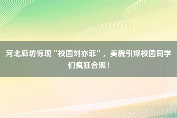 河北廊坊惊现“校园刘亦菲”，美貌引爆校园同学们疯狂合照！