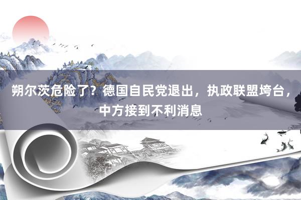 朔尔茨危险了？德国自民党退出，执政联盟垮台，中方接到不利消息