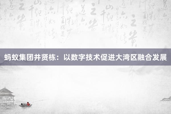 蚂蚁集团井贤栋：以数字技术促进大湾区融合发展