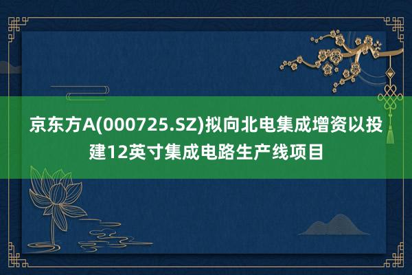 京东方A(000725.SZ)拟向北电集成增资以投建12英寸集成电路生产线项目