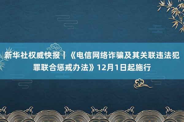 新华社权威快报｜《电信网络诈骗及其关联违法犯罪联合惩戒办法》12月1日起施行