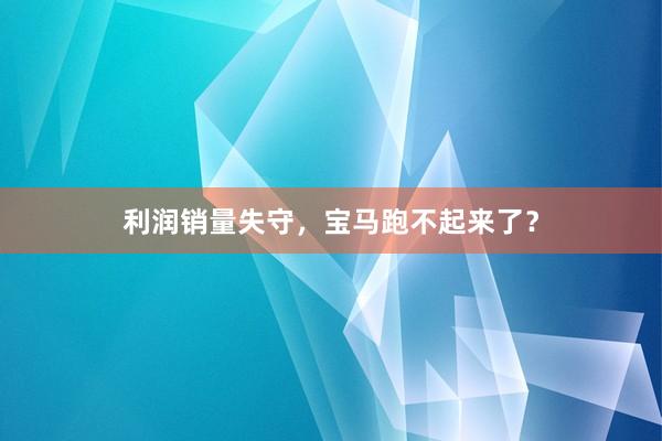 利润销量失守，宝马跑不起来了？