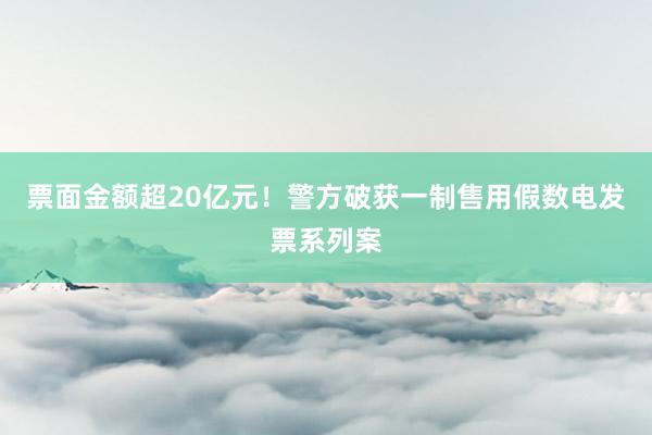 票面金额超20亿元！警方破获一制售用假数电发票系列案