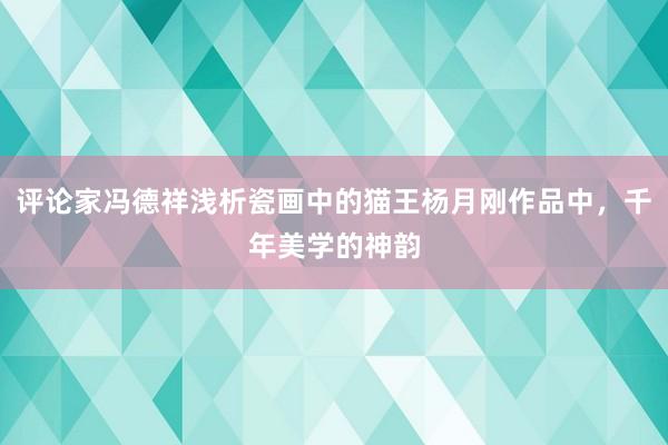 评论家冯德祥浅析瓷画中的猫王杨月刚作品中，千年美学的神韵