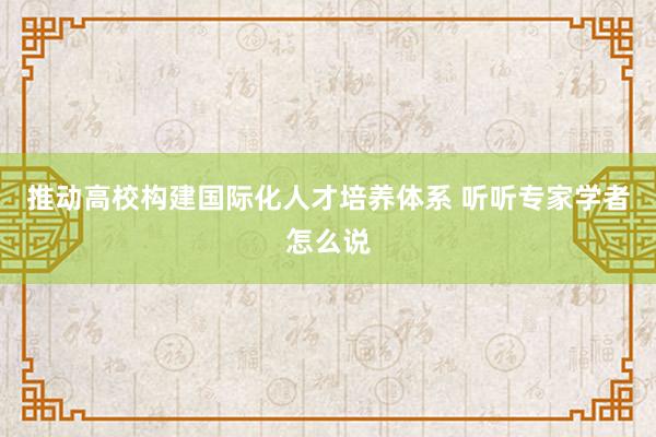 推动高校构建国际化人才培养体系 听听专家学者怎么说