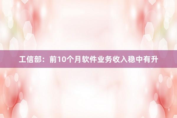 工信部：前10个月软件业务收入稳中有升