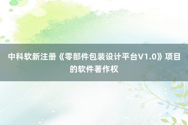 中科软新注册《零部件包装设计平台V1.0》项目的软件著作权