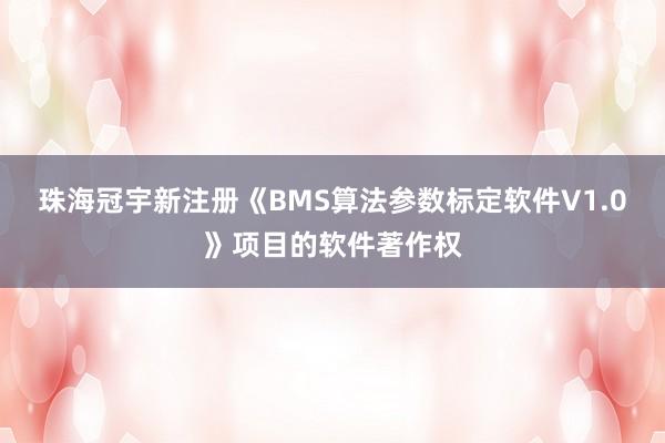 珠海冠宇新注册《BMS算法参数标定软件V1.0》项目的软件著作权