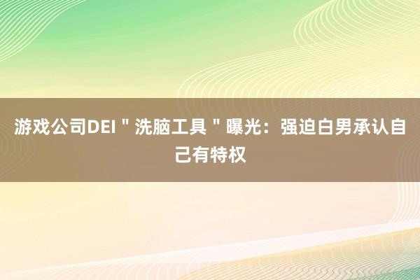 游戏公司DEI＂洗脑工具＂曝光：强迫白男承认自己有特权