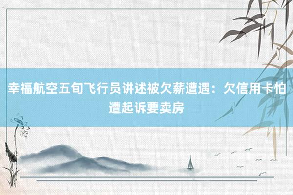 幸福航空五旬飞行员讲述被欠薪遭遇：欠信用卡怕遭起诉要卖房