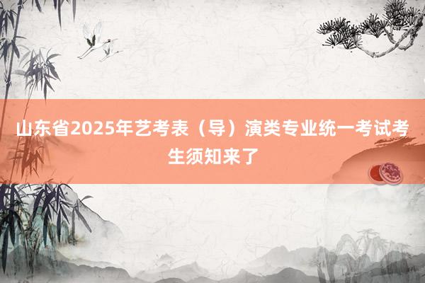 山东省2025年艺考表（导）演类专业统一考试考生须知来了