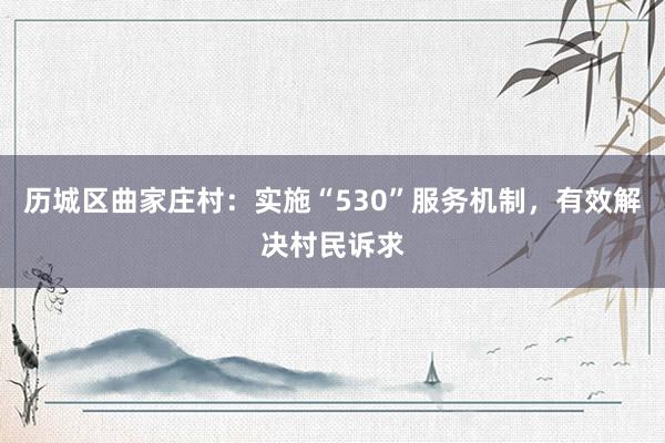 历城区曲家庄村：实施“530”服务机制，有效解决村民诉求