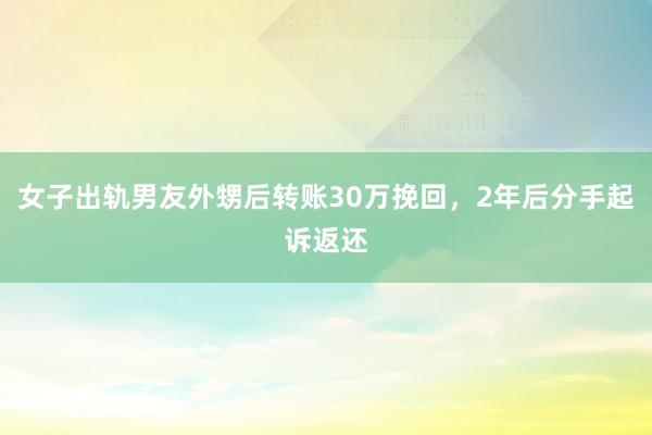 女子出轨男友外甥后转账30万挽回，2年后分手起诉返还